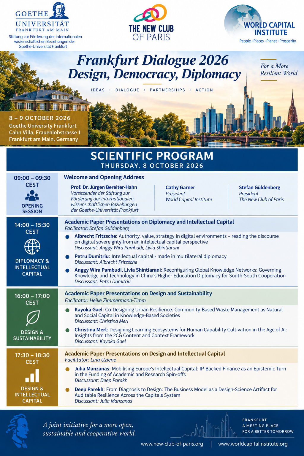Scientifc Program of the Frankfurt Conference: Design, Democracy & Diplomacy